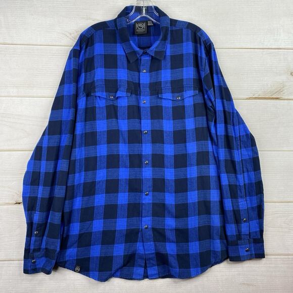 Stormtech Performance Flannel Shirt Mens XL Buffalo Plaid Blue Lumberjack Winter - Picture 1 of 12